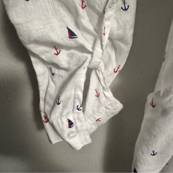 Forcynthia Beachwear Linen Pullover Tunic Top Swim Cover Boat Print Women Large - Picture 5 of 6